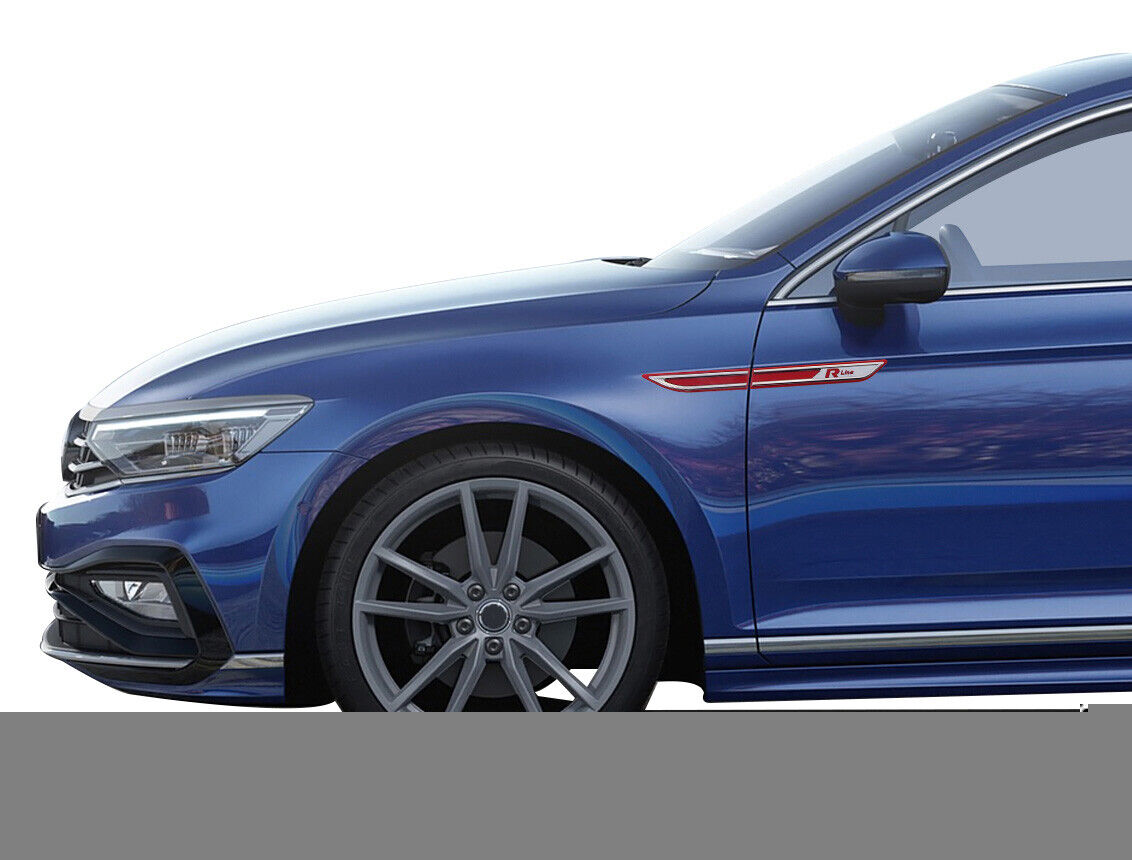 Red Chrome Fender Side Strip Covers 4Pcs Steel For VW PASSAT B8 R-Line 2014-2023