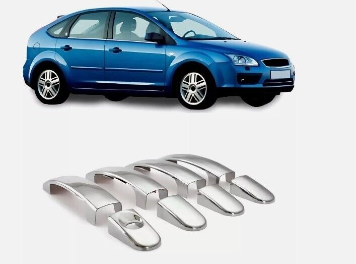 Chrome Door Handle Cover 4 Door S. Steel FITS Ford Focus II, III, C-Max, Kuga