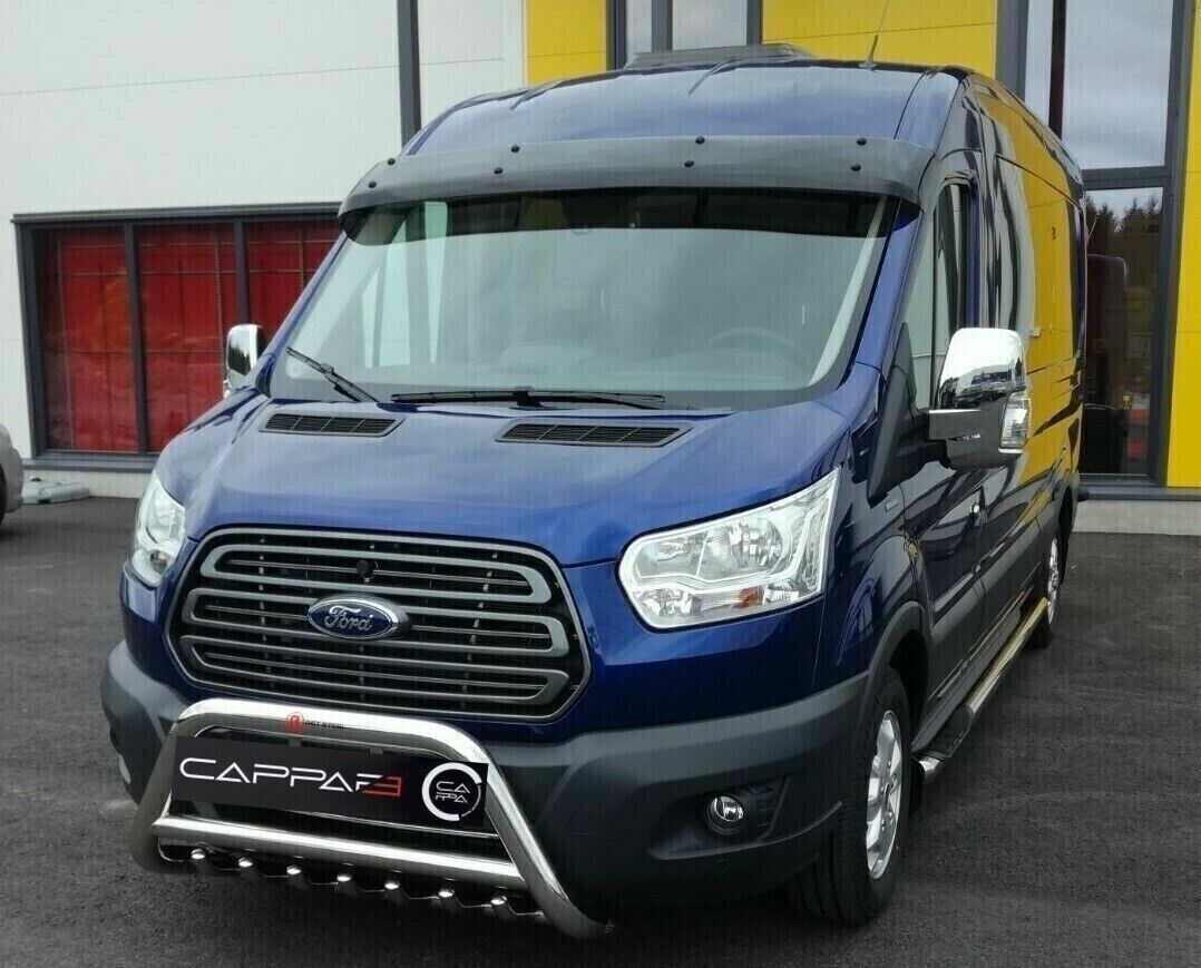 Sun Visor and Bug Guard Solid Black Acrylic For FORD TRANSIT MK8 2014-2018