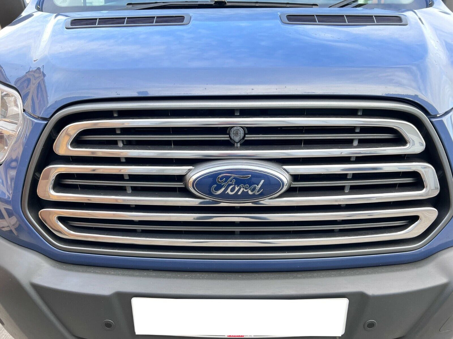 Chrome Front Grill 3 Pieces Stainless Steel For Ford Transit Van MK8 2014-2018
