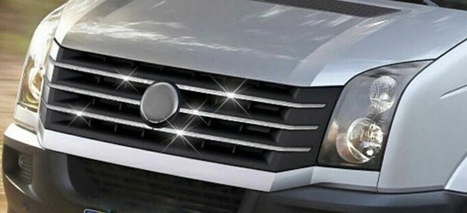Chrome Front Grill Strips Trim Streamer 6 Pcs S. Steel FITS CRAFTER 2013-2016