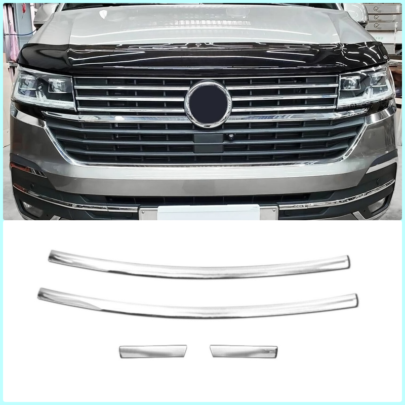 Chrome Front Bumper Streamers 4Pcs S.Steel For VW T6.1 TRANSPORTER 2019-2021