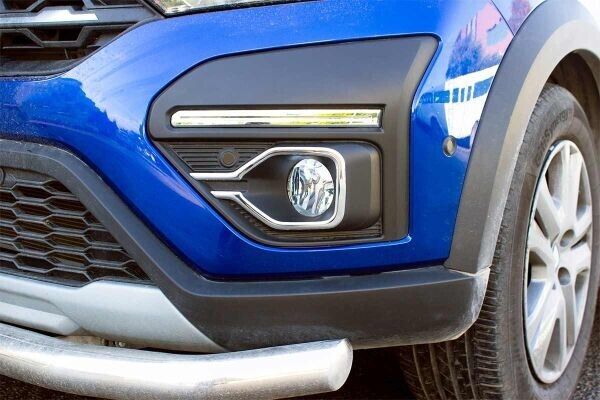 Chrome Fog Light Covers Trims 2 pcs S. Steel Dacia Sandero 3 HB 5D 2020-2023