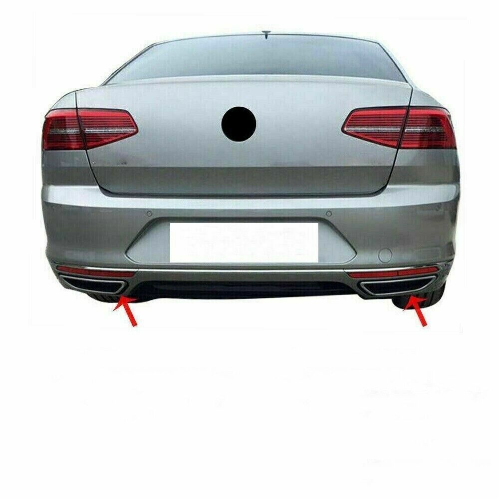 Chrome Exhaust Frame Stainless Steel 2 pcs For PASSAT B8 Saloon Estate 2015-2018