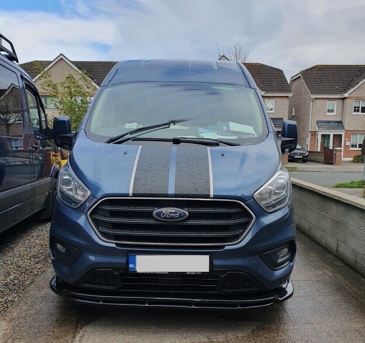 Lower Front Gloss Black ABS Splitter Bumper Lip For FORD TOURNEO CUSTOM 2018-23