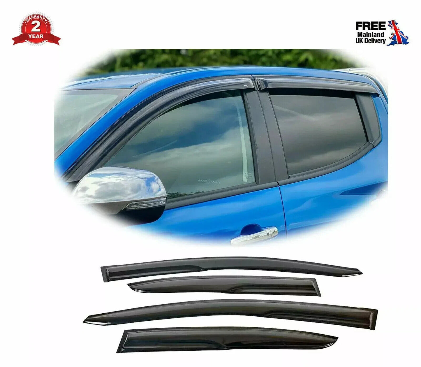Wind Rain Deflectors LH & RH (4 pcs) For Mitsubishi L200 Triton 2015-2019