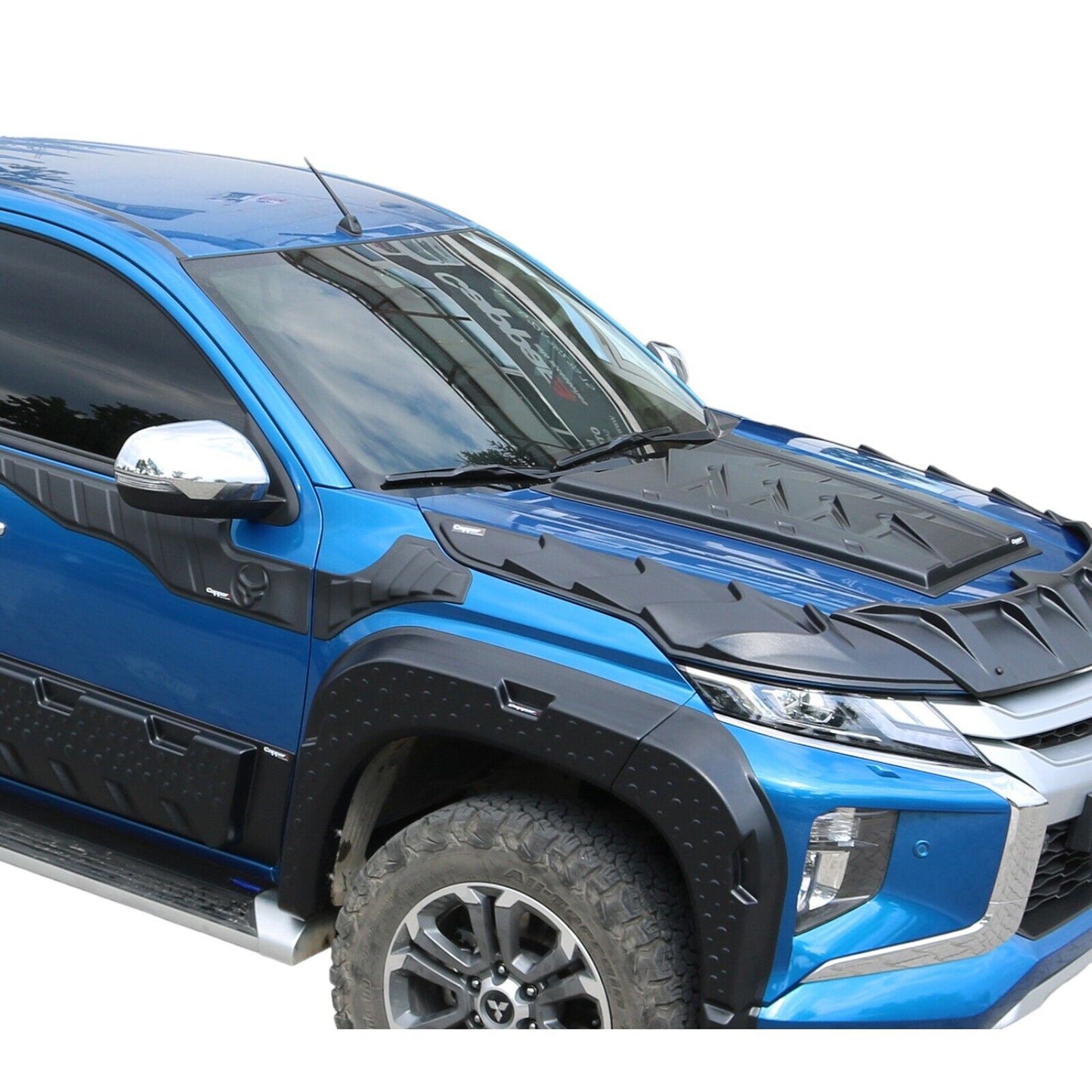 DRAGON MODEL ABS Black Bonnet Scoop Hood Vent Cover For MITSUBISHI L200 2019-23