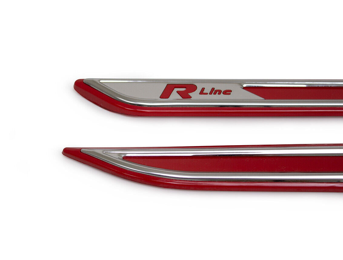 Red Chrome Fender Side Strip Covers 4Pcs Steel For VW PASSAT B8 R-Line 2014-2023