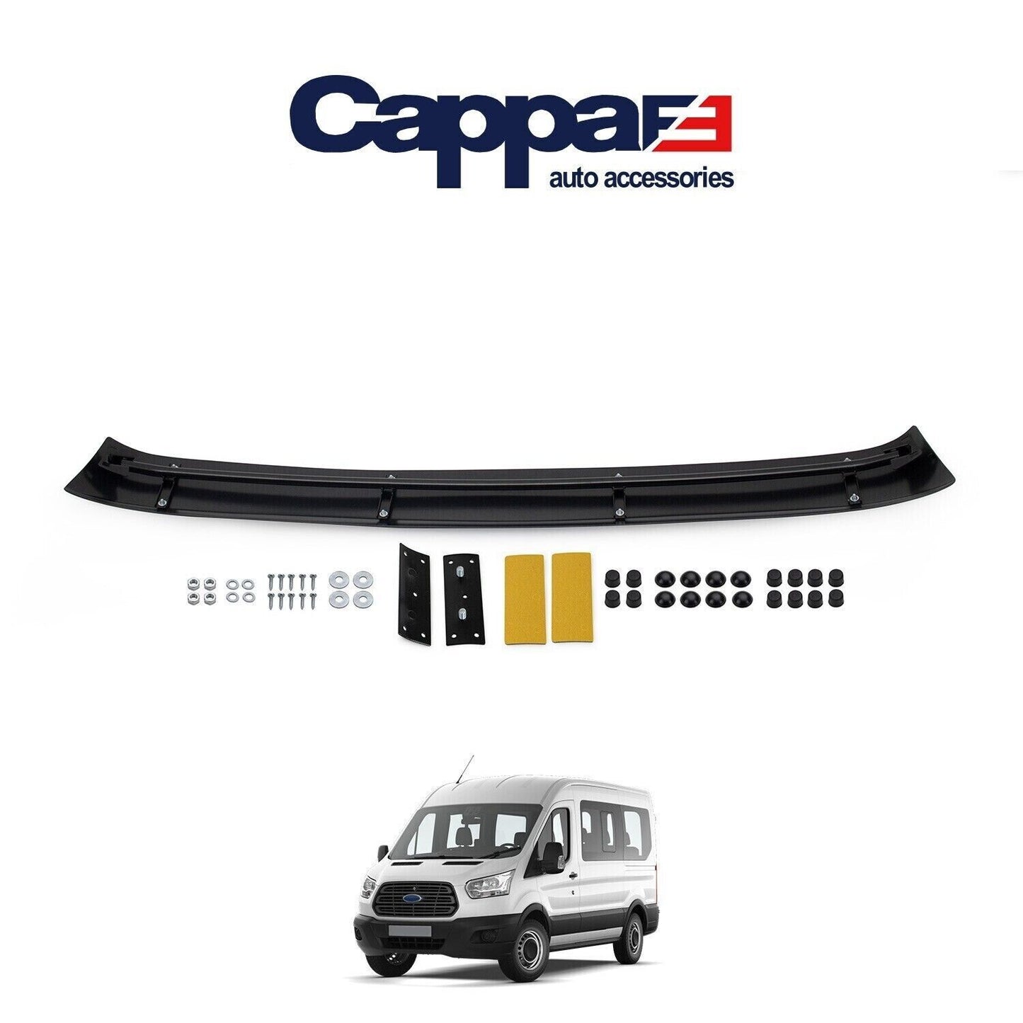 Sun Visor and Bug Guard Solid Black Acrylic For FORD TRANSIT MK8 2014-2018