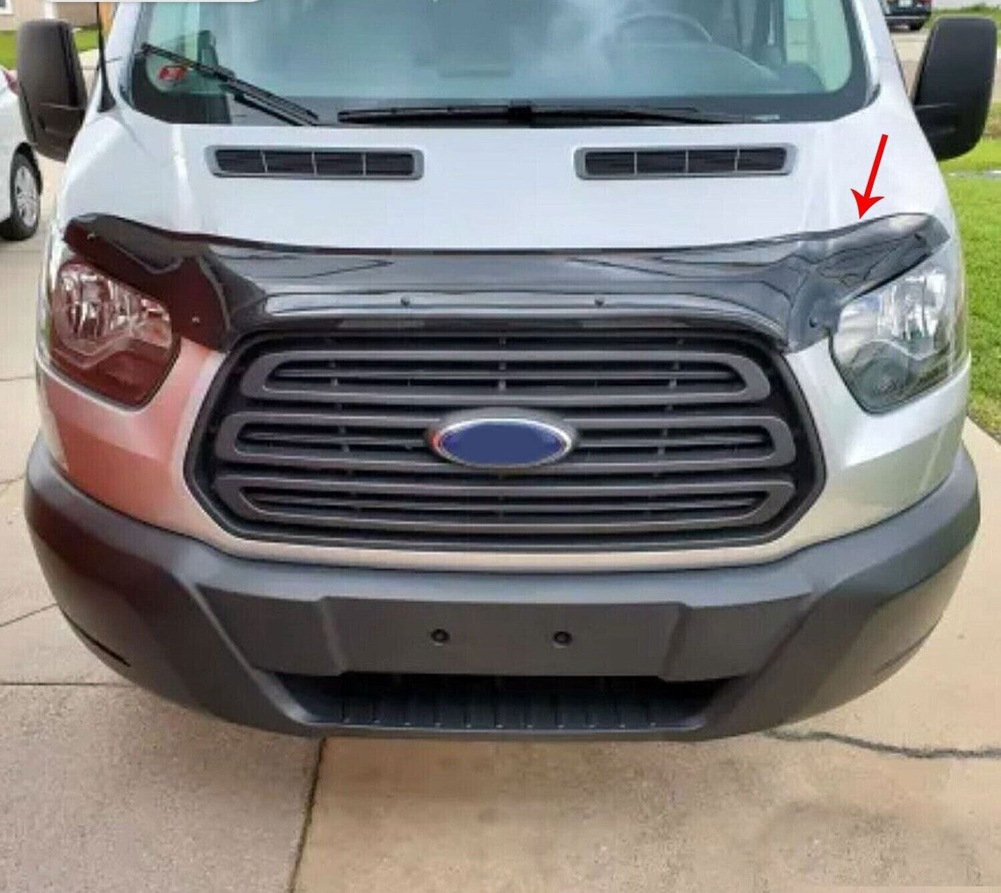Sun Visor and Bug Guard Solid Black Acrylic For FORD TRANSIT MK8 2014-2018
