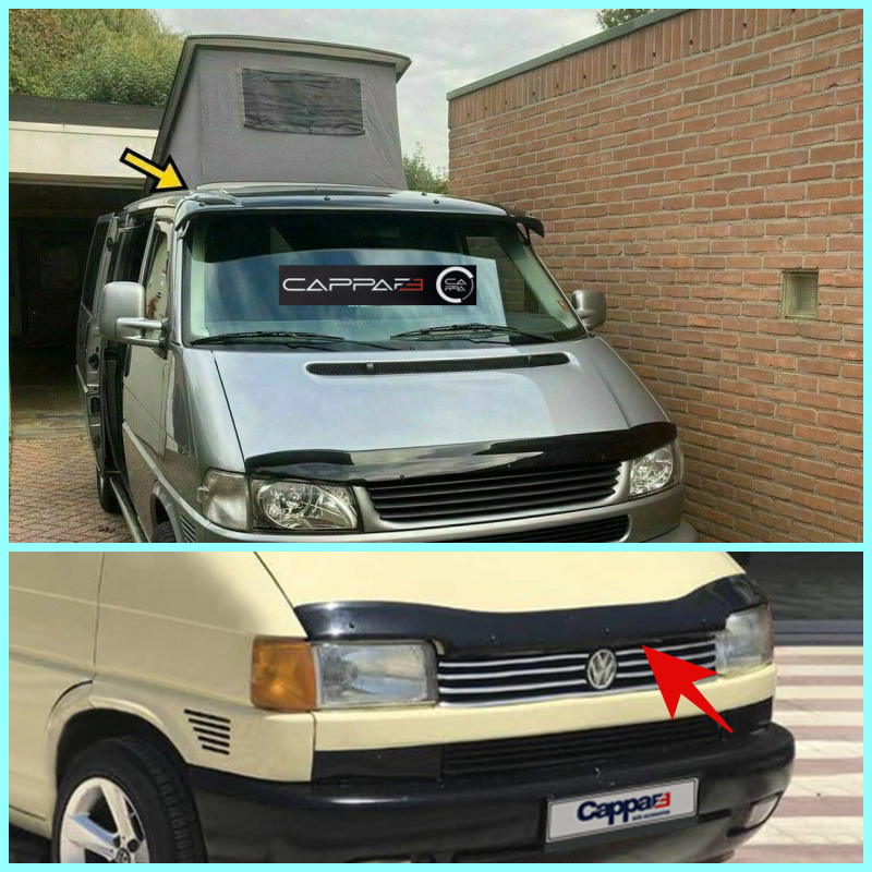Sun Visor and Bug Guard Solid Black Acrylic For VW T4 TRANSPORTER/CARAVELLE