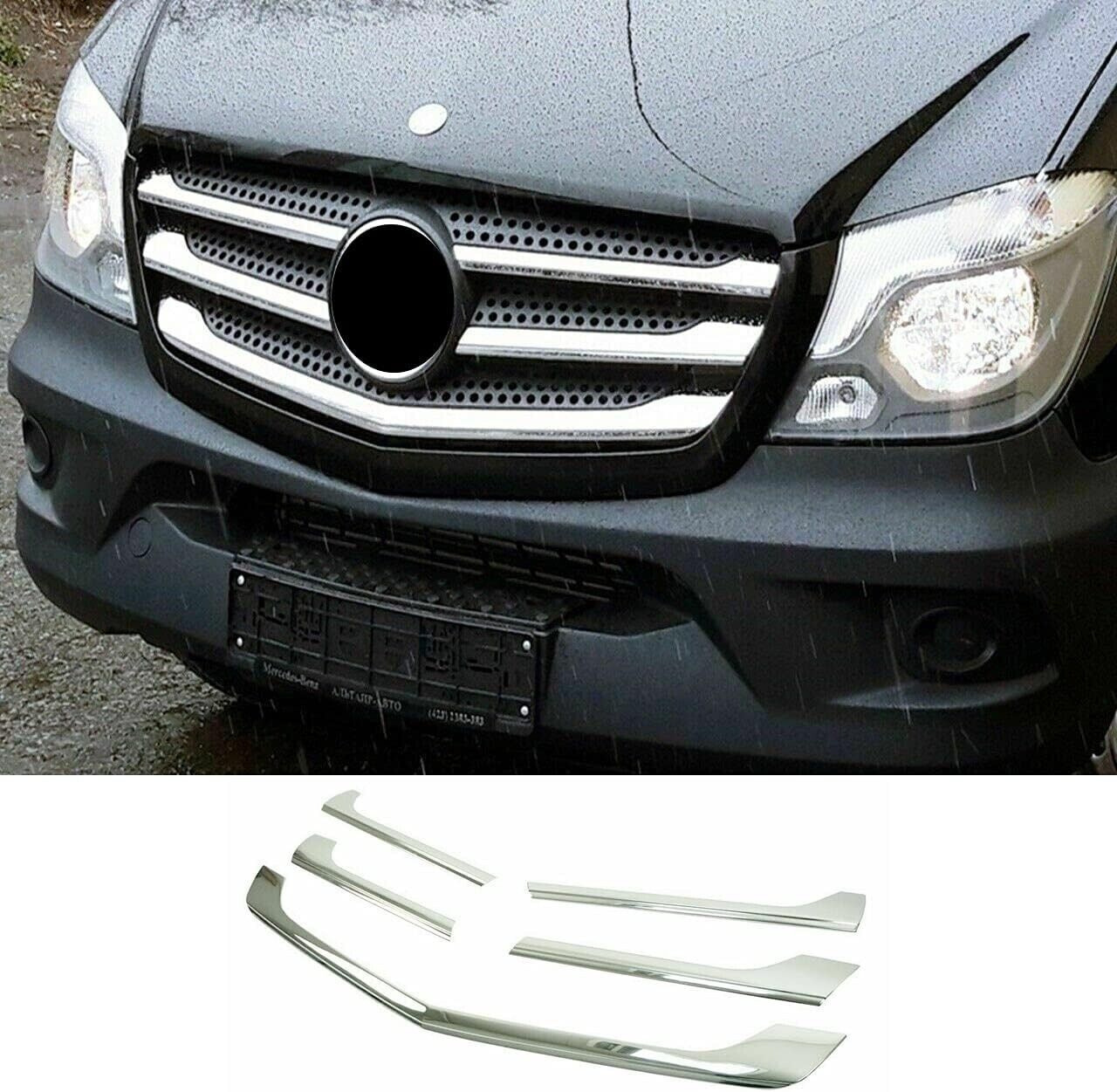 Chrome Front Grill Streamers 5 Pcs S. Steel for Mercedes Sprinter W906 2013-2017