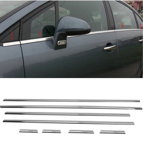 Chrome Windows Frame Trims 8pcs S.STEEL For Citroen C4 Saloon 2004-2010