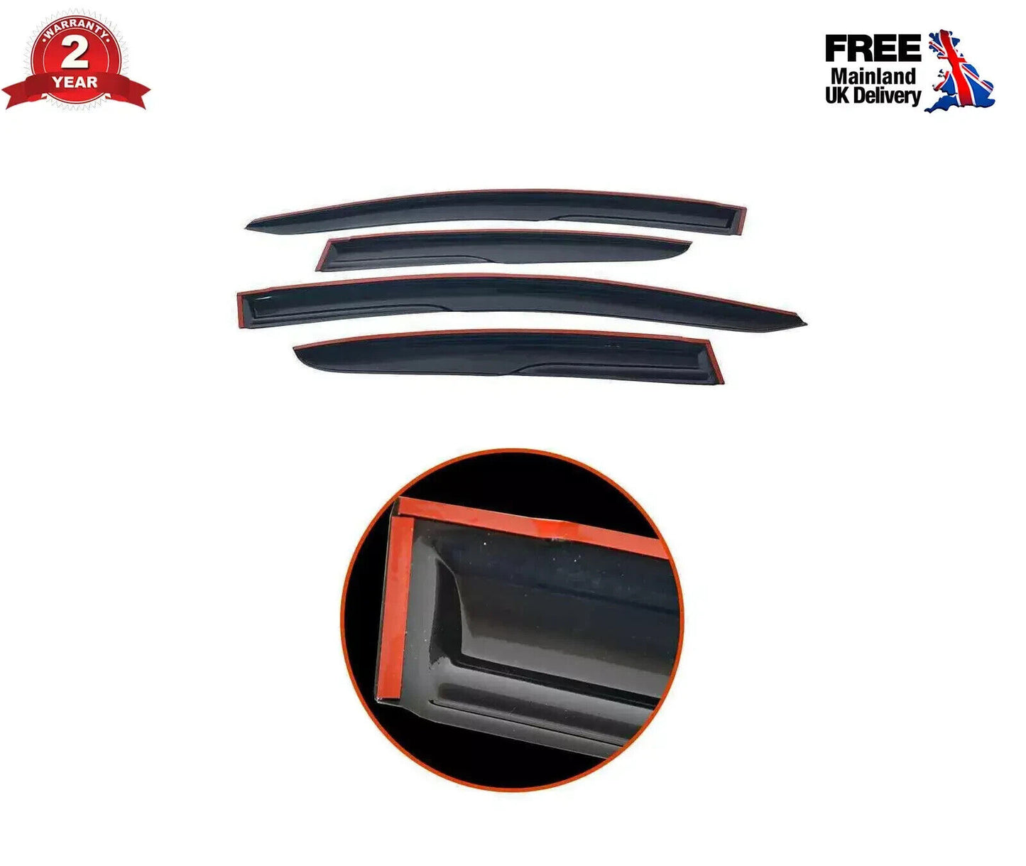 Wind Rain Deflectors LH & RH (4 pcs) For Mitsubishi L200 Triton 2015-2019