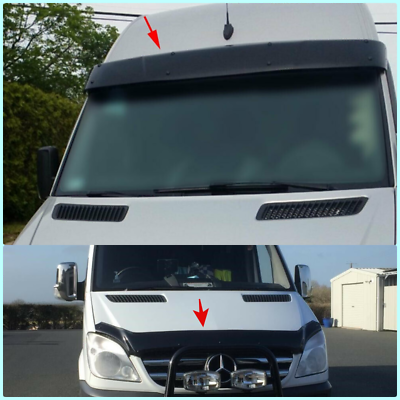 Sun Visor and Bug Guard Solid Black Acrylic For MERCEDES SPRINTER W906 2006-12