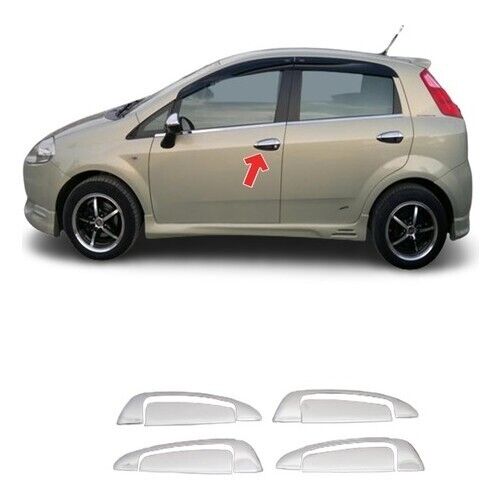 Chrome Door Handle Cover 4Door Stainless STEEL For Fiat Grande Punto 2005-2012