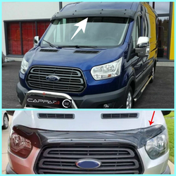 Sun Visor and Bug Guard Solid Black Acrylic For FORD TRANSIT MK8 2014-2018