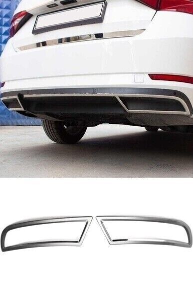 Chrome Rear Exhaust Deflector Frames 2pcs For Skoda Superb 3 3V 2015Up