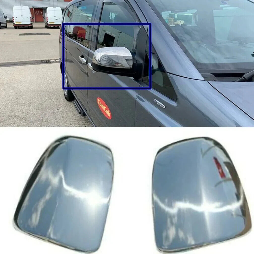 Chrome Wing Mirror Cover 2pcs S.STEEL For Mercedes VITO W639 Facelift 2010-2014