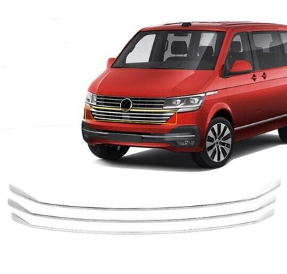 Chrome Lower Radiator Grille Trim 3pcs S.Steel For VW T6.1 Transporter 2019-2021