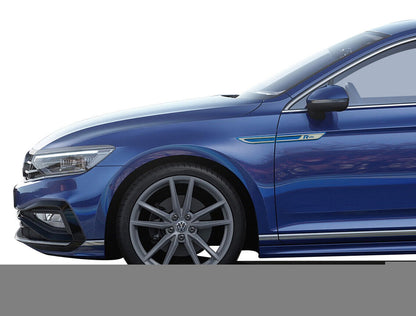 Chrome Fender Side Strip Covers 4Pcs For VW PASSAT B8 R-Line Saloon (Blue)