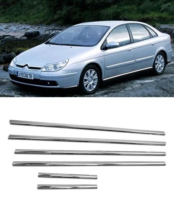 Chrome Windows Frame Trims 6pcs S.STEEL For Citroen C5 Saloon 2008 onwards