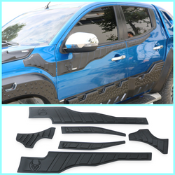 Side Cladding Kits Upper Moulding 6 Pcs Black Abs FOR MITSUBISHI L200 2019-2023