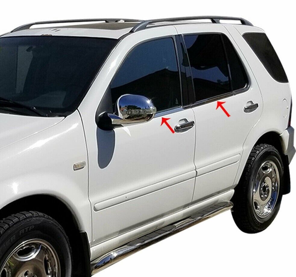 Chrome Windows Frame Trim Strips 4pcs For Mercedes ML W163 1996-2006