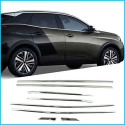 Windows Frame Trims 8 Pieces S. Steel For Peugeot 3008 SUV 2 II 2016-2023