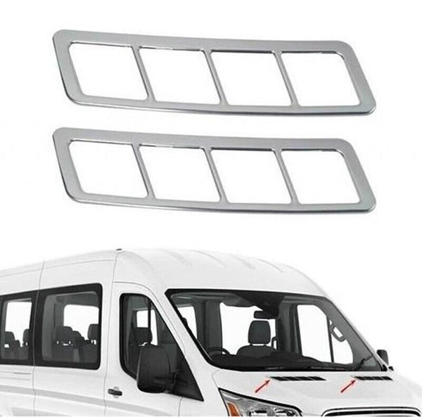 Chrome Bonnet Vent Trim 2Pcs Stainless Steel for Transit MK8 (2014-up)