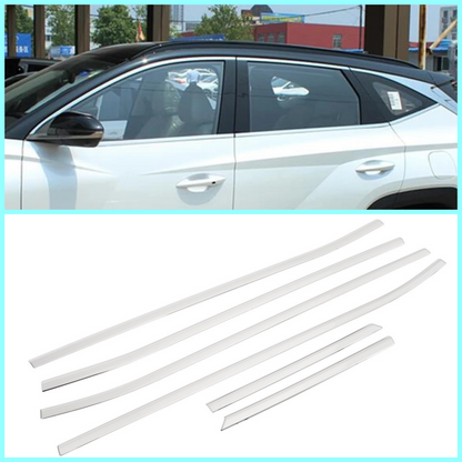 Chrome Bottom Window Sill Trims 6Pcs S.Steel For HYUNDAI TUCSON NX4 2020-2024