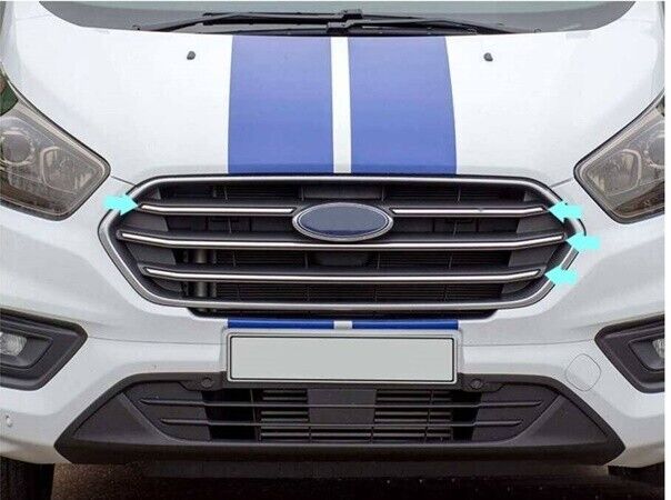 Chrome Front Grill Streamers 4 Pcs S. Steel For Transit Custom Tourneo 2018-2022