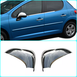 Chrome Wing Mirror Cover 2pcs Stainless Steel For 2006-2013 Peugeot 207/307