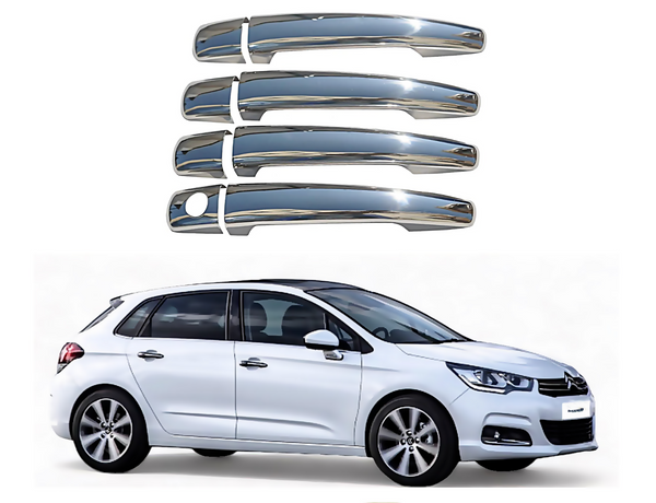 Chrome Door Handle Covers S.STEEL For Citroen C4 / Elysee/ Peugeot 301 2010-2021