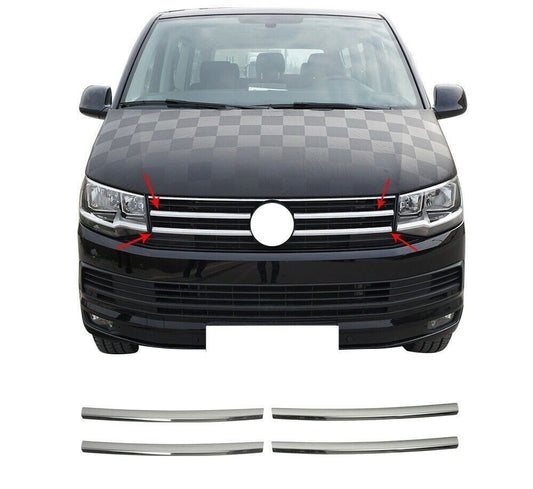 Chrome Front Grill 4pcs S.STEEL For VW For T6 Transporter Trendline 2015-2019