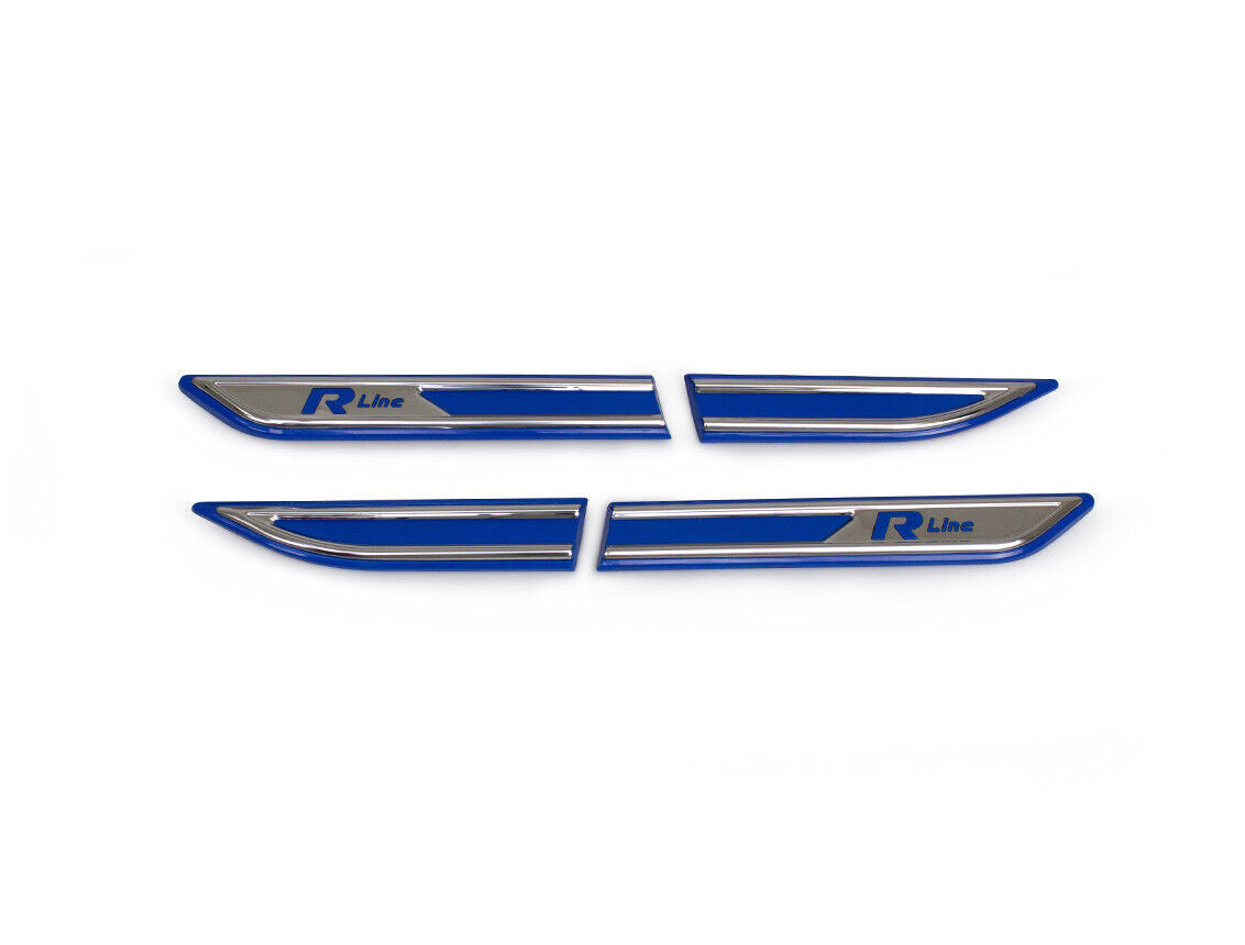 Chrome Fender Side Strip Covers 4Pcs For VW PASSAT B8 R-Line Saloon (Blue)