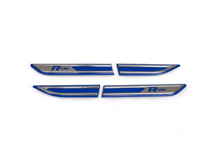 Chrome Fender Side Strip Covers 4Pcs For VW PASSAT B8 R-Line Saloon (Blue)