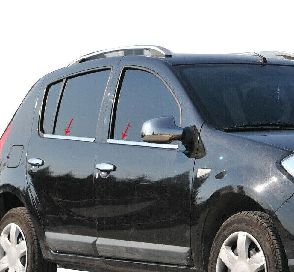 Chrome Windows Frame Trim Cover 4Door 4Pcs S.Steel For Dacia Sandero 2008-2012