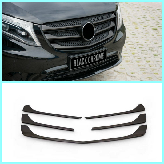 Dark Chrome Front Grill 5Pcs Stainless Steel For Mercedes Vito 2104-2020