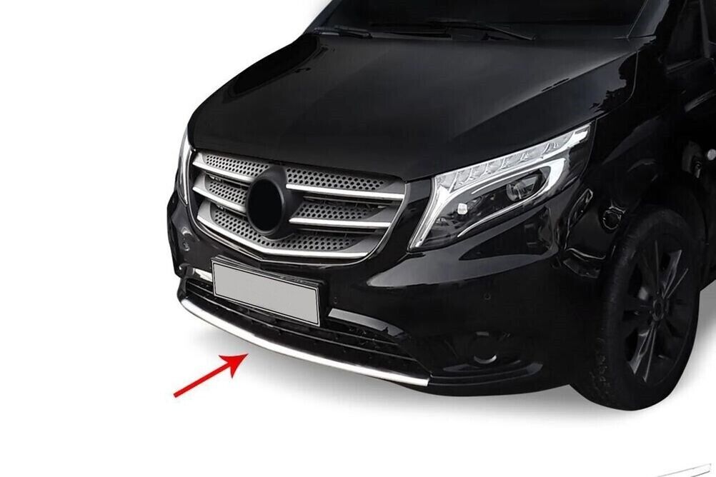 Chrome Front Bumper Diffuser Trim 1Pcs S.Steel For Mercedes Vito W447 2014-2024