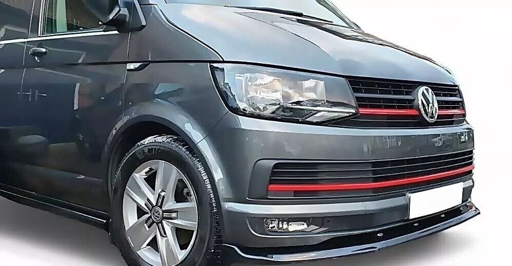 Lower Front Gloss Black ABS Splitter Bumper Lip For VW TRANSPORTER T6 2015-2019