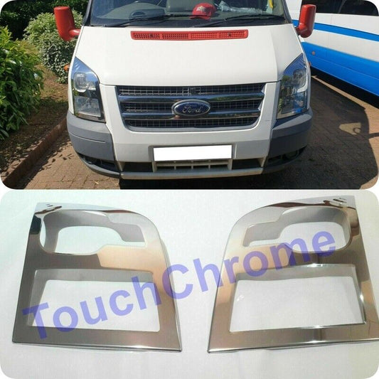 Chrome Head Light Lamp Covers Trim Surround 2 Pcs FITS Transit MK7 2006-2013