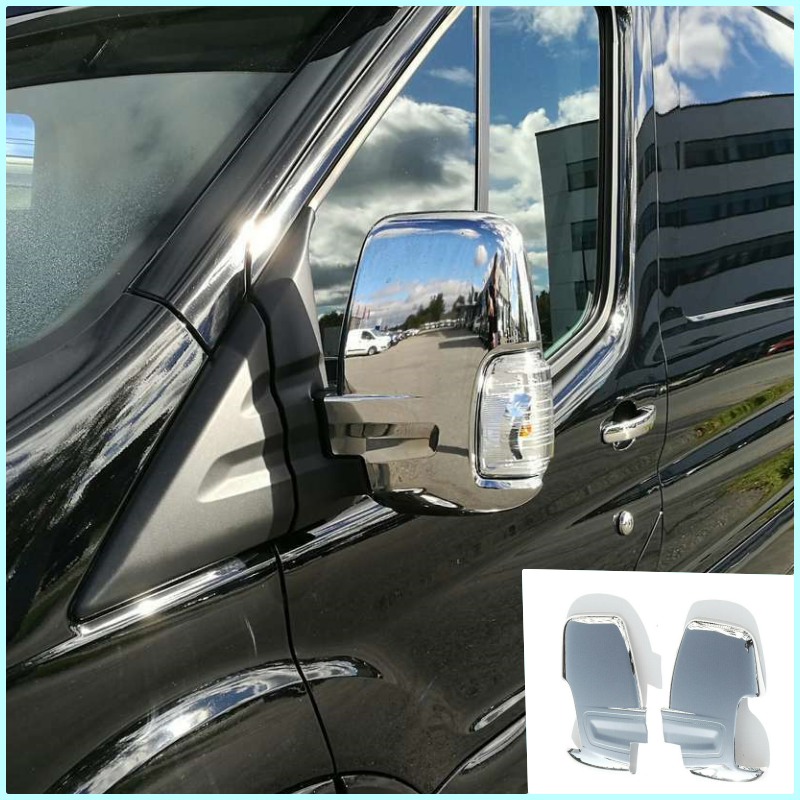 Abs Chrome Door Wing Mirror Covers 2 Pieces For Ford Transit MK8 2014-2023