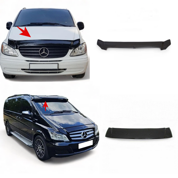 Sun Visor and Bug Guard Solid Black Acrylic For MERCEDES BENZ VITO W639 2003-14