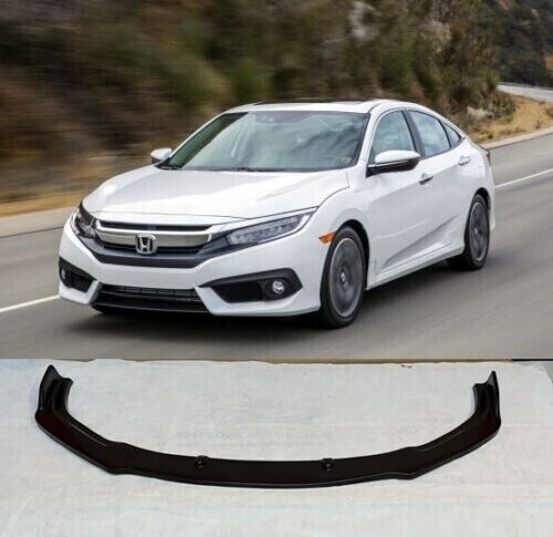 Lower Front Gloss Black ABS Splitter Bumper Lip For Honda Civic 2016 Onwards