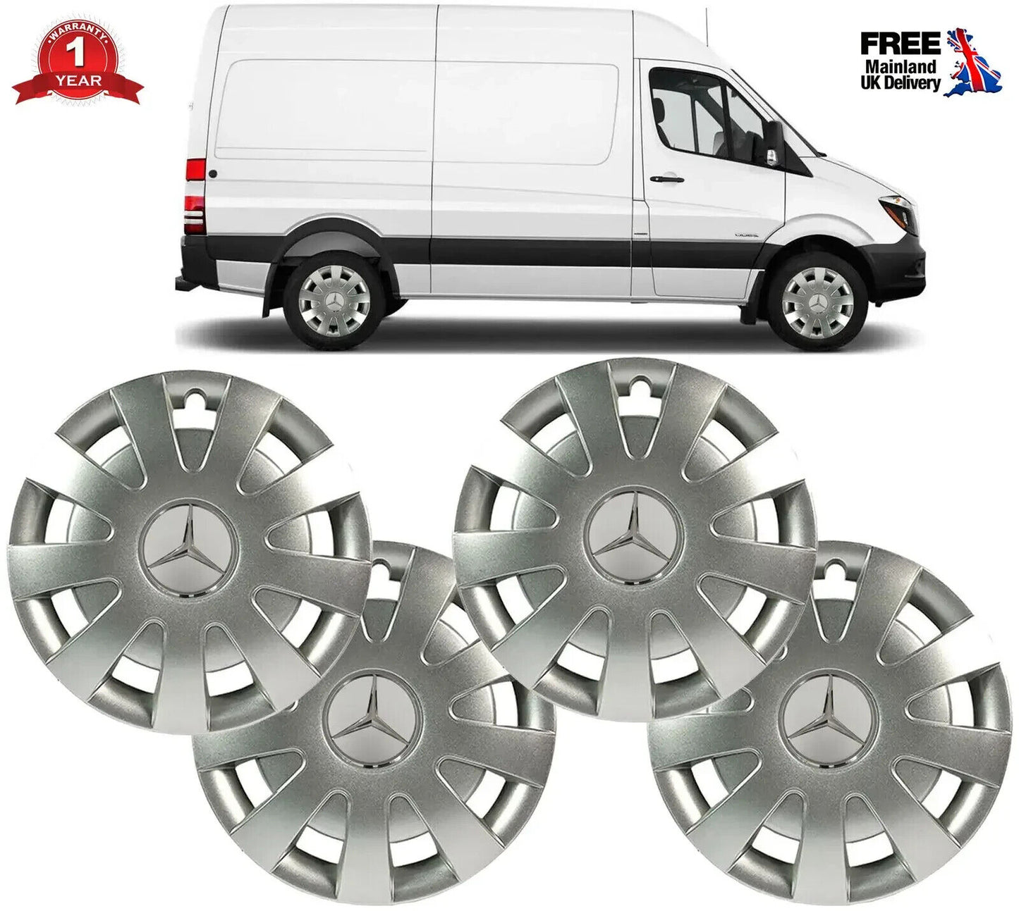 16" Wheel Trim Hub Cap Trim 4x Fits Mercedes Sprinter 2000 to 2023 9064000125