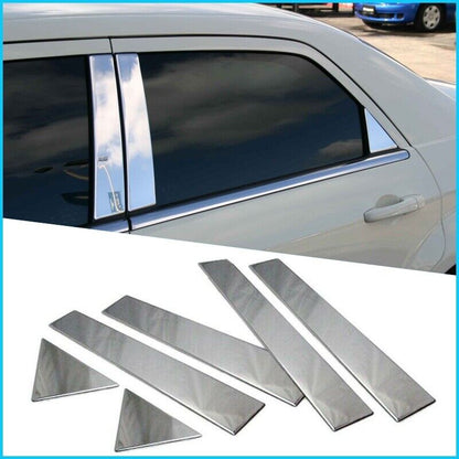 Chrome Door Post Pillar Trim 6pcs S.STEEL For Chrysler 300 300C Saloon 2004-2012