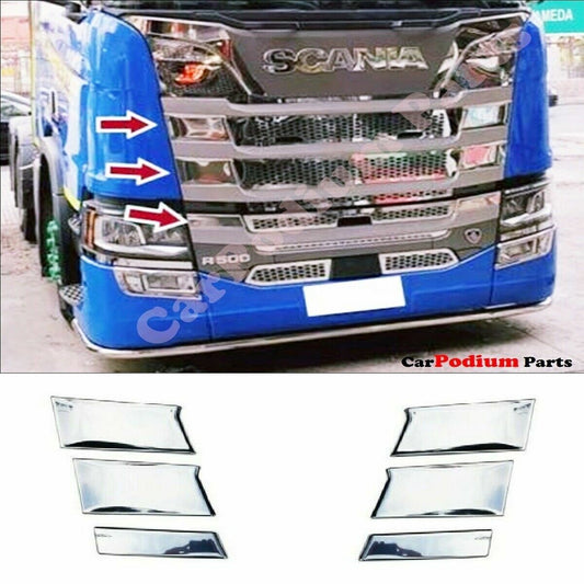 Chrome Front Grıll Side 6 Pieces Stainless Steel For SCANIA 'R' Series 2017-2023