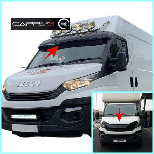 Sun Visor and Bug Guard Solid Black Acrylic For IVECO DAILY 2014-2018