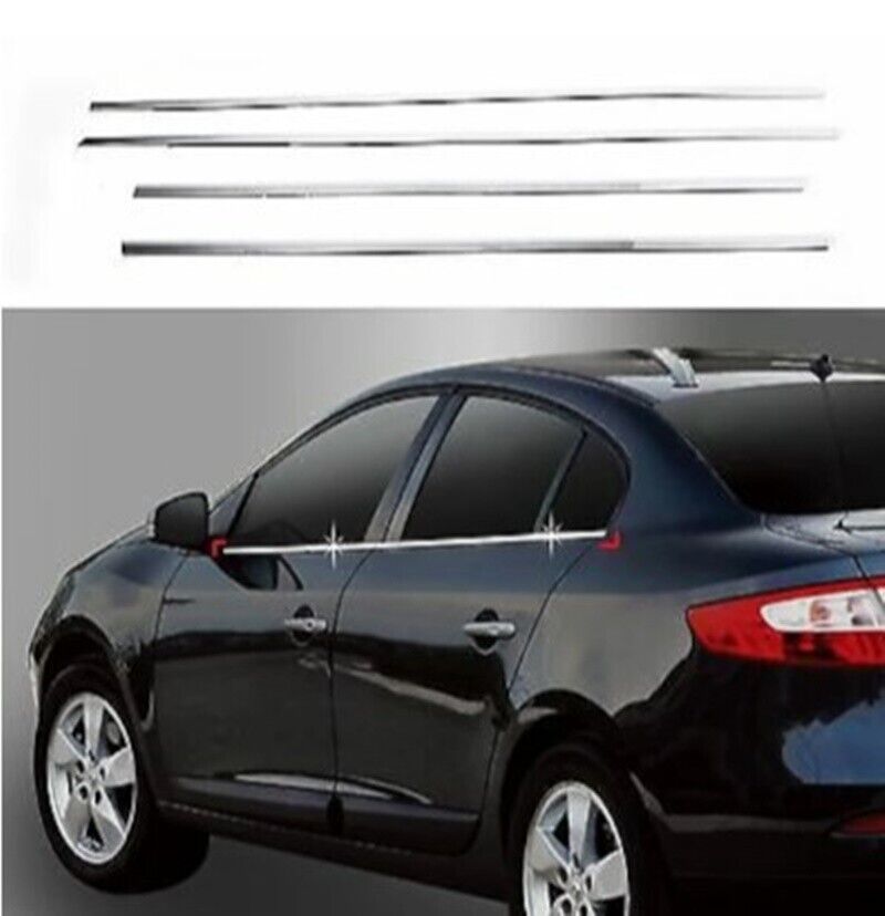 Chrome Windows Frame Trims 4pcs S.STEEL For R. Fluence Saloon 2010 onwards